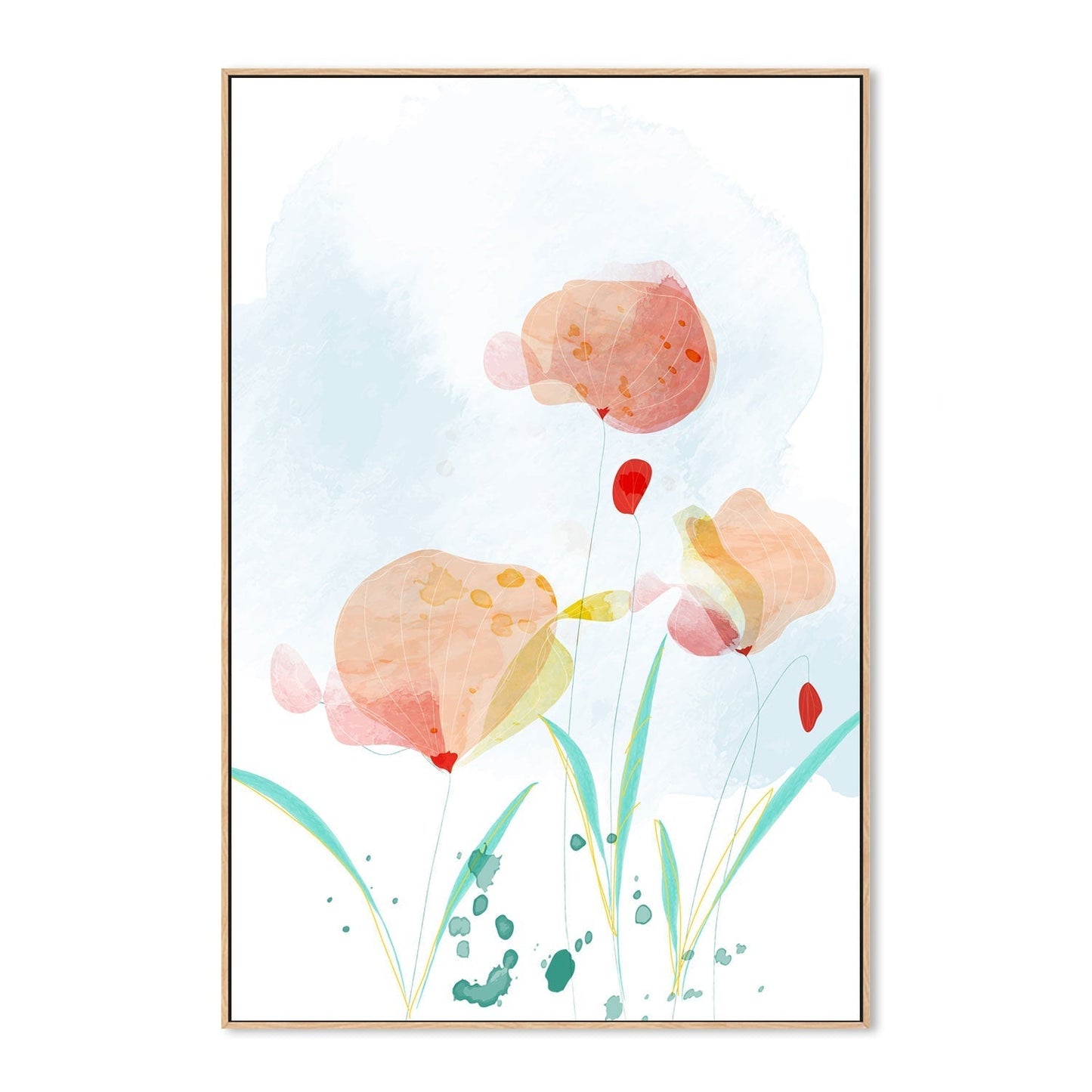 wall-art-print-canvas-poster-framed-Watercolour Flower Garden, Style C-GIOIA-WALL-ART