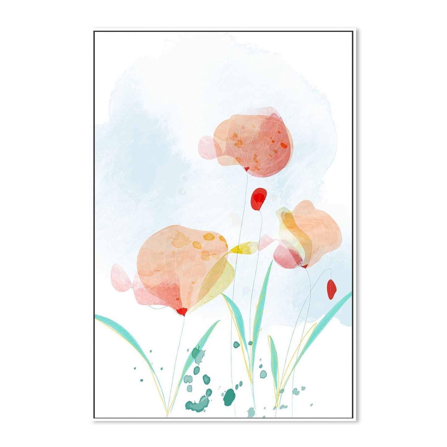 wall-art-print-canvas-poster-framed-Watercolour Flower Garden, Style C-GIOIA-WALL-ART