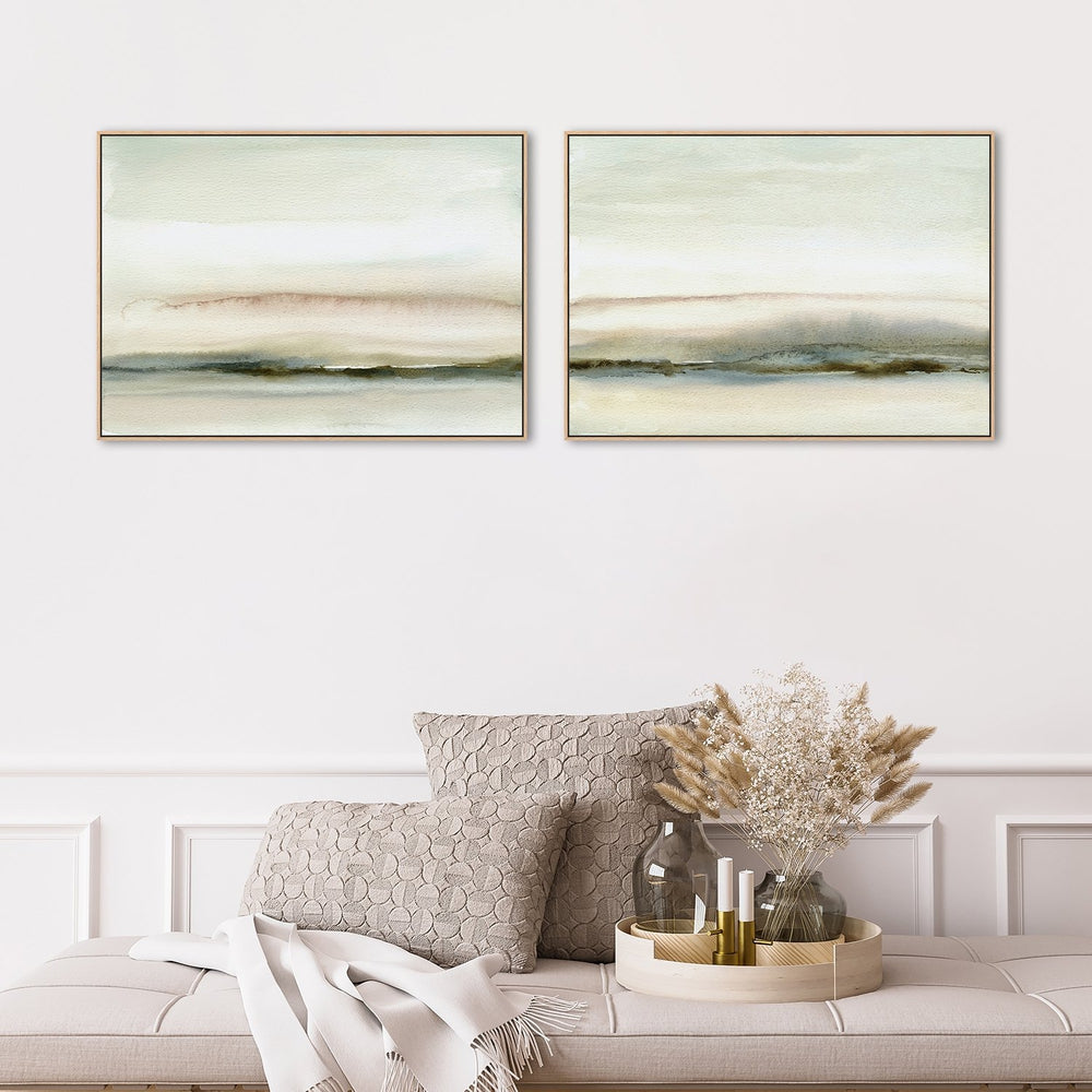 wall-art-print-canvas-poster-framed-Watercolour Horizon, Set Of 2-by-Gioia Wall Art-Gioia Wall Art