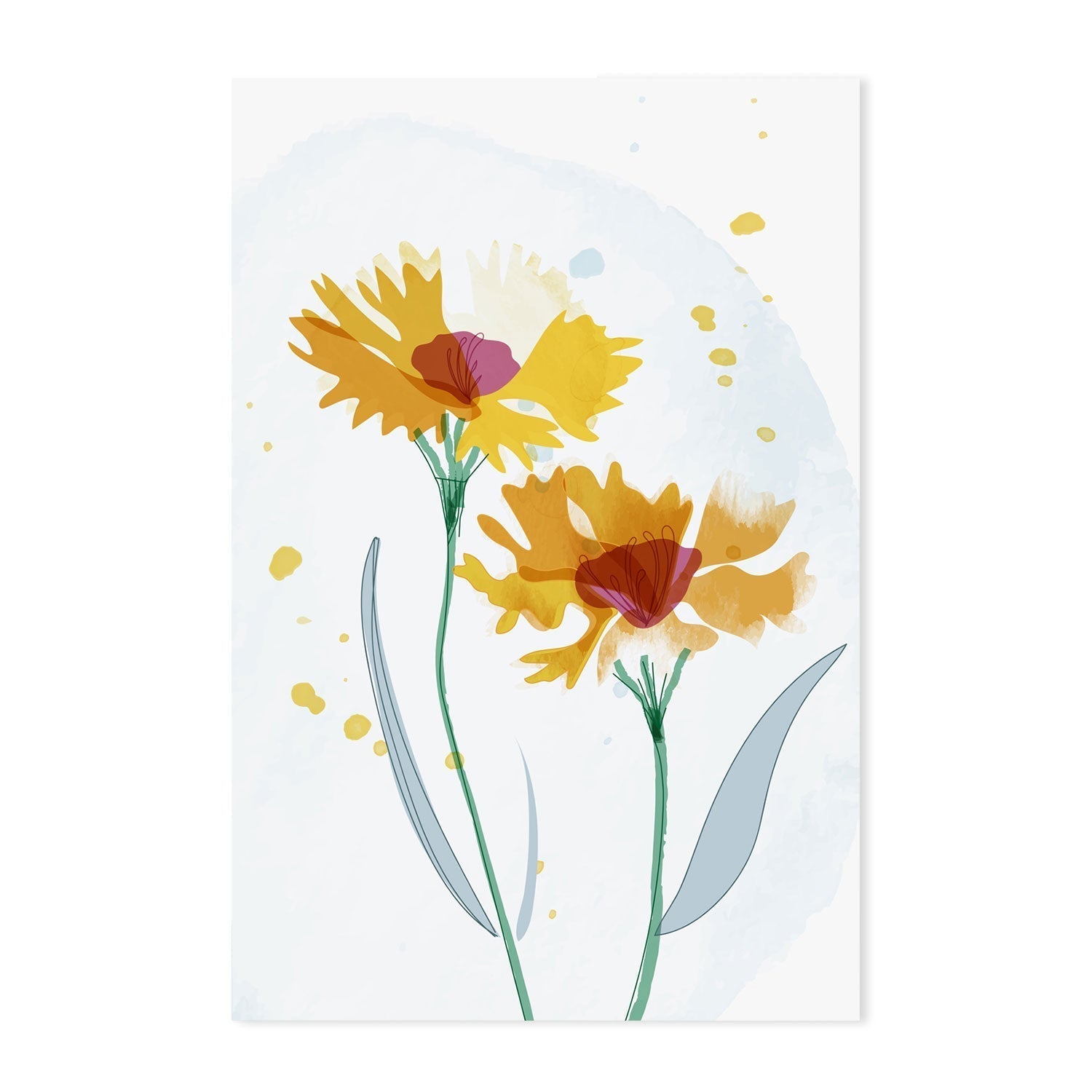 wall-art-print-canvas-poster-framed-Watercolour Yellow Flowers, Style A-GIOIA-WALL-ART