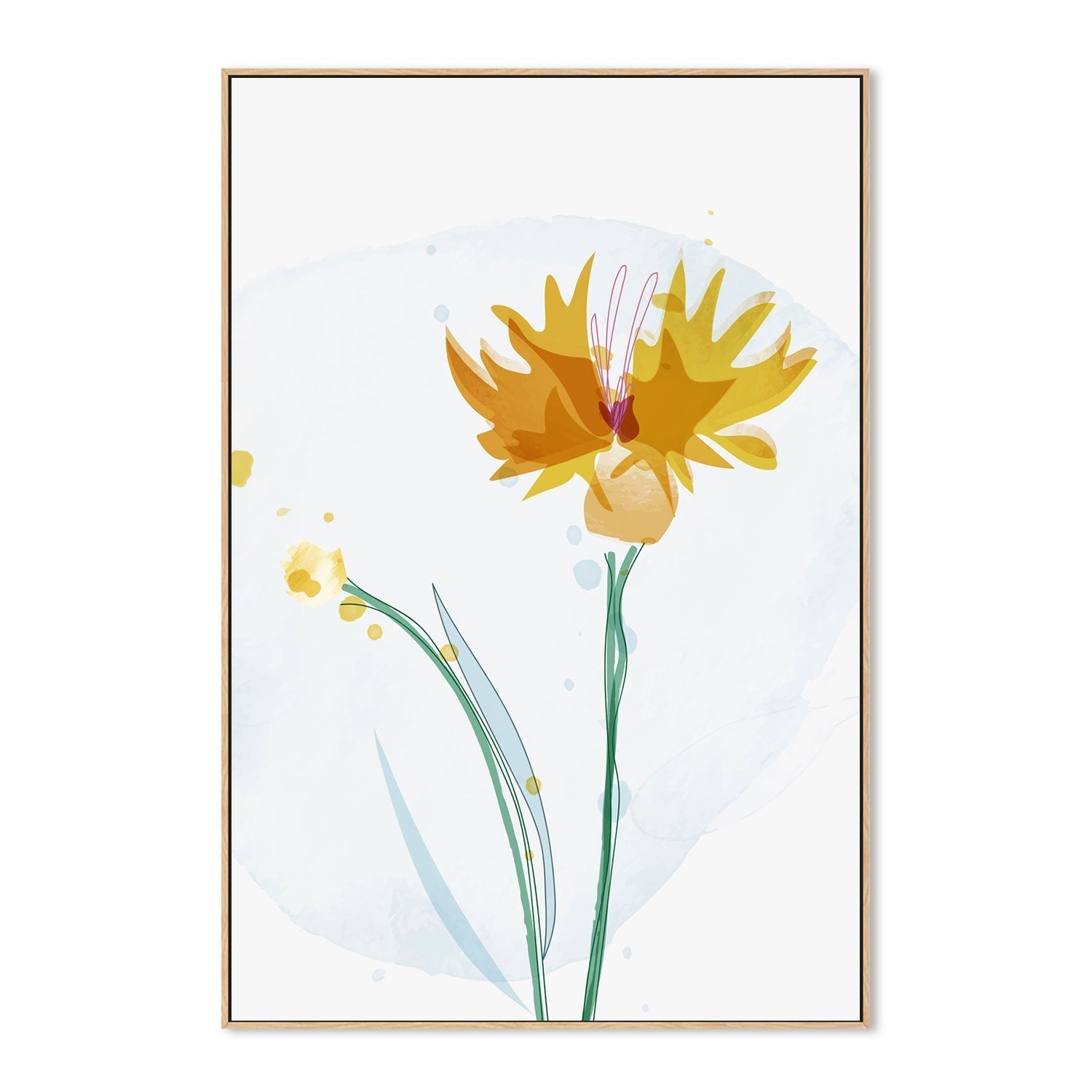 wall-art-print-canvas-poster-framed-Watercolour Yellow Flowers, Style C-GIOIA-WALL-ART