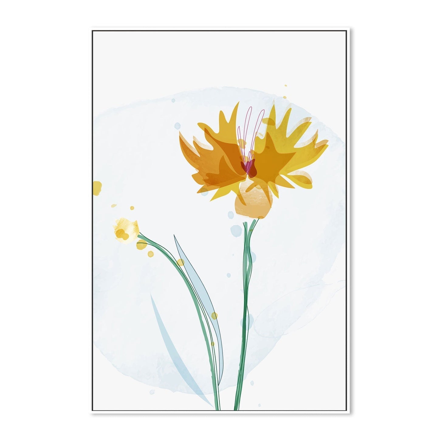 wall-art-print-canvas-poster-framed-Watercolour Yellow Flowers, Style C-GIOIA-WALL-ART