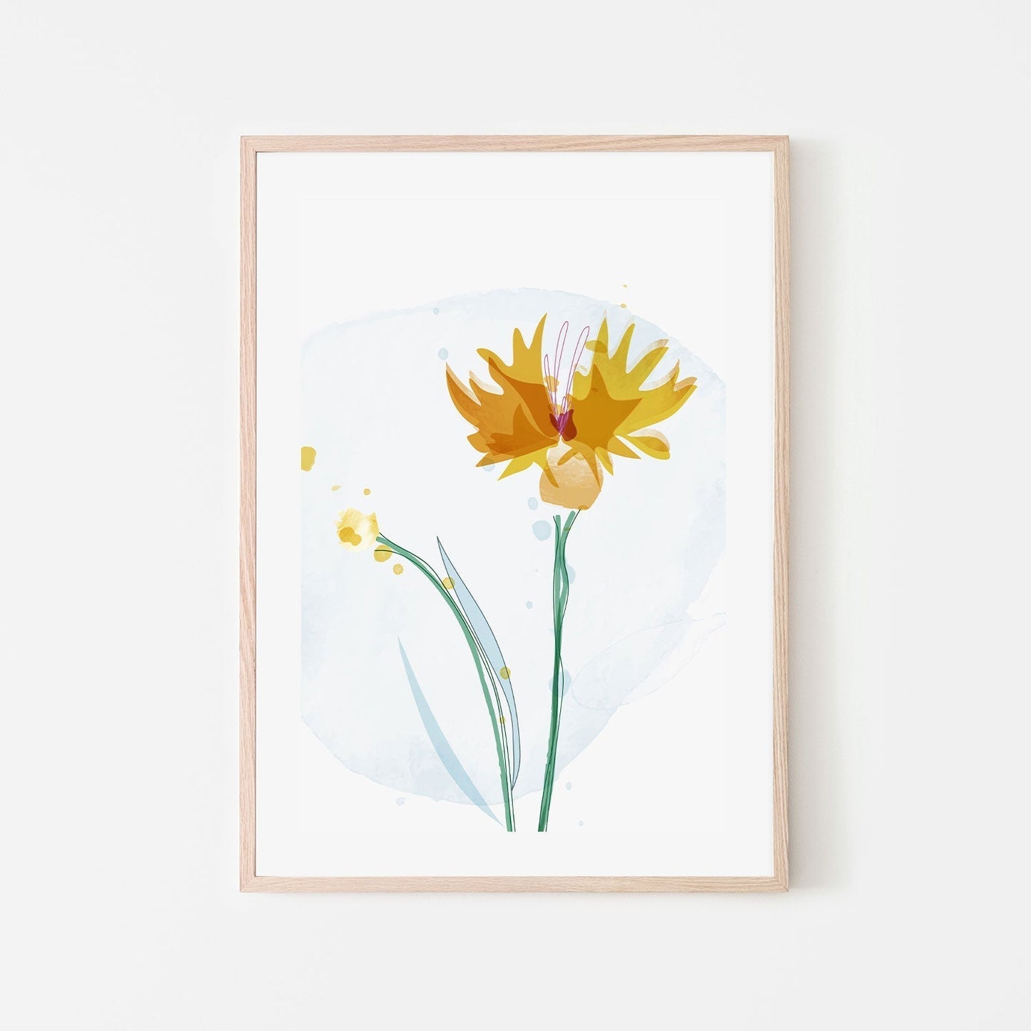 wall-art-print-canvas-poster-framed-Watercolour Yellow Flowers, Style C-GIOIA-WALL-ART