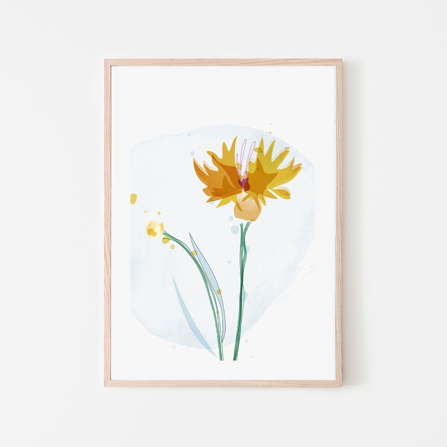 wall-art-print-canvas-poster-framed-Watercolour Yellow Flowers, Style C-GIOIA-WALL-ART