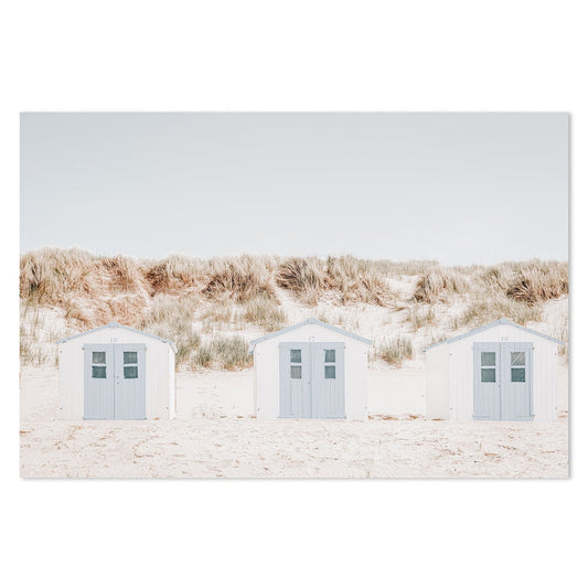 Buy White And Blue Beach Huts Wall Art Online, Framed Canvas Or Poster