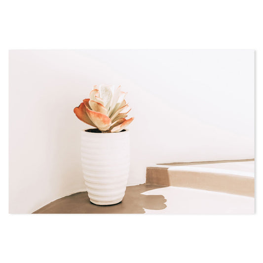 White pot on the street, Santorini-Gioia-Prints-Framed-Canvas-Poster-GIOIA-WALL-ART