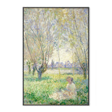 wall-art-print-canvas-poster-framed-Woman Sitting under the Willows 1880 , By Monet-by-Gioia Wall Art-Gioia Wall Art