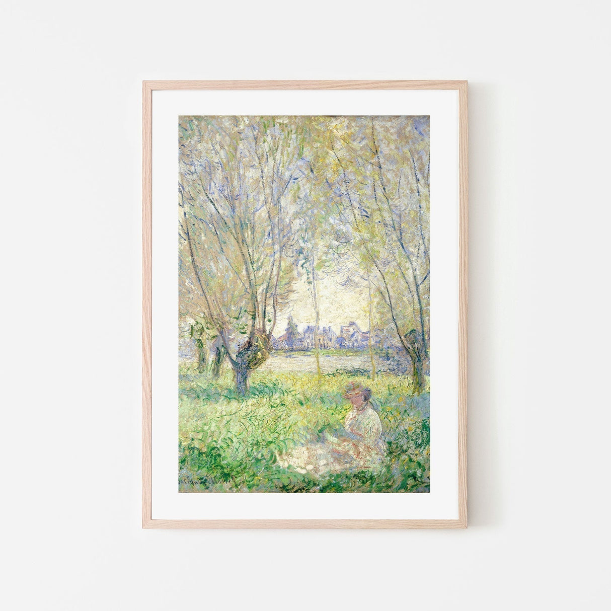 wall-art-print-canvas-poster-framed-Woman Sitting under the Willows 1880 , By Monet-by-Gioia Wall Art-Gioia Wall Art