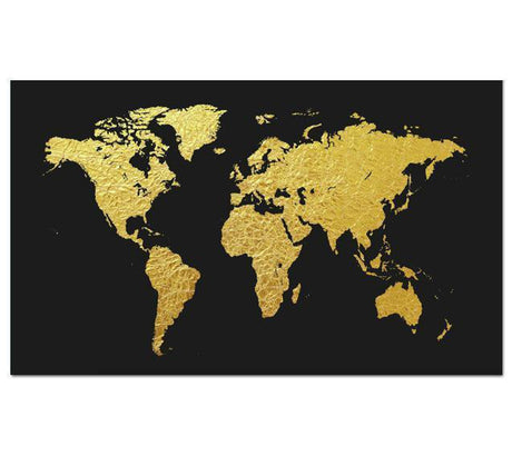 wall-art-print-canvas-poster-framed-World Map, Gold And Black-by-Gioia Wall Art-Gioia Wall Art