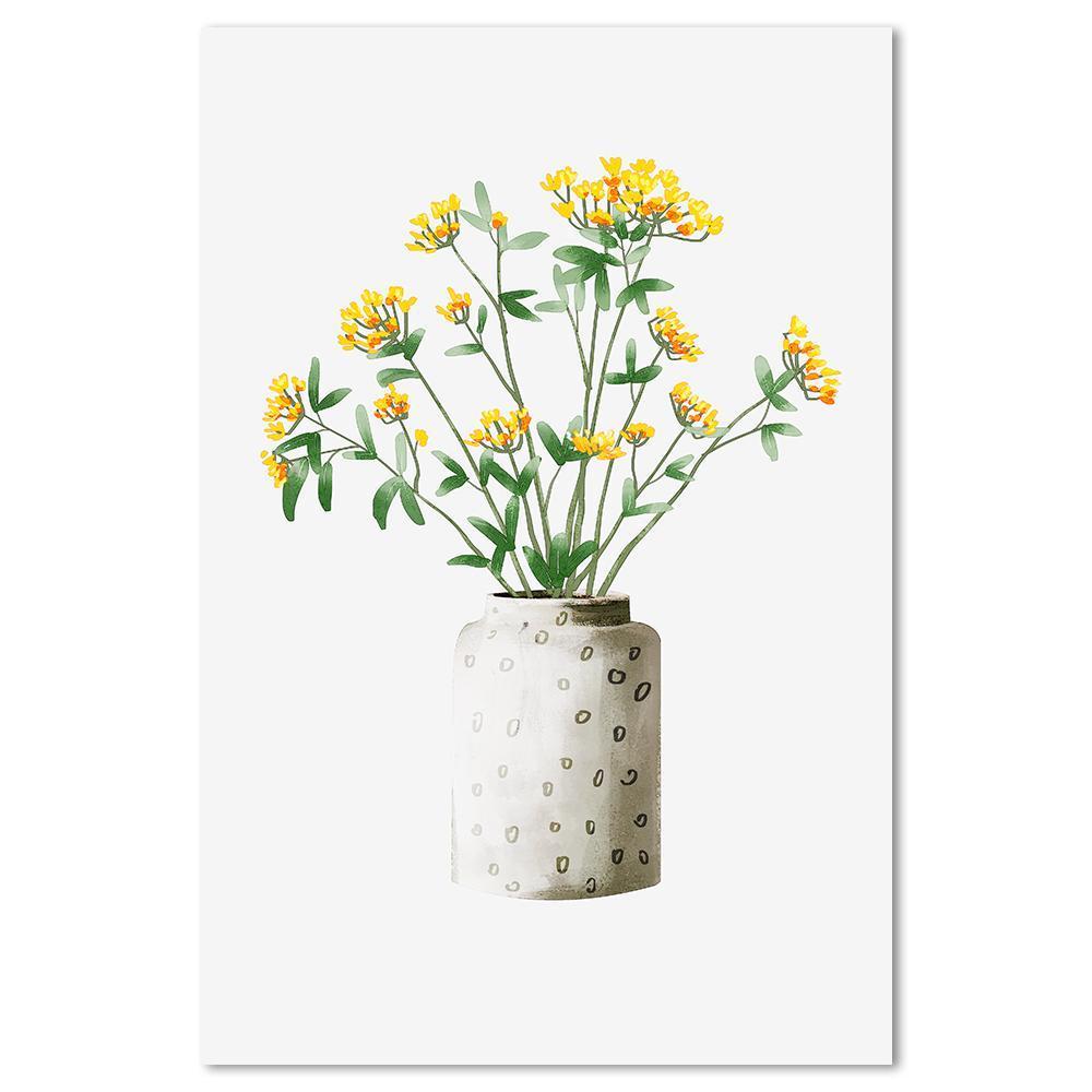 wall-art-print-canvas-poster-framed-Yellow Flowers In Vase, Set Of 3-by-Gioia Wall Art-Gioia Wall Art