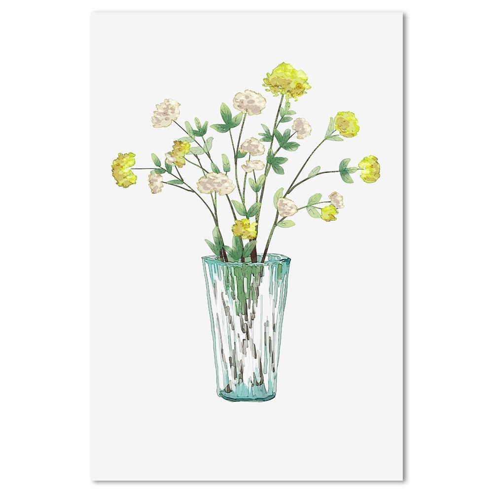 wall-art-print-canvas-poster-framed-Yellow Flowers In Vase, Set Of 3-by-Gioia Wall Art-Gioia Wall Art