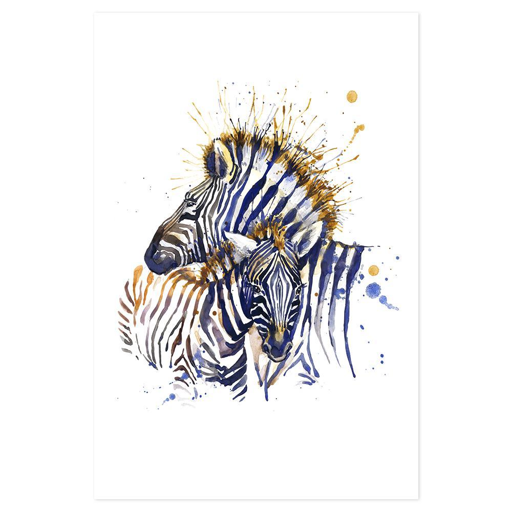 wall-art-print-canvas-poster-framed-Zebras, Watercolour Painting Style-by-Gioia Wall Art-Gioia Wall Art